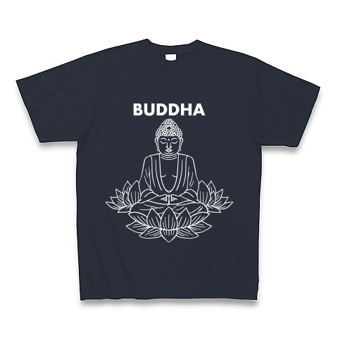BUDDHA-仏像-白ロゴTシャツ｜Tシャツ Pure Color Print｜デニム