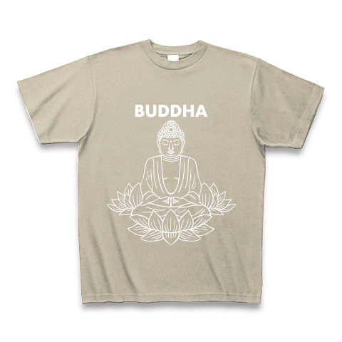 BUDDHA-仏像-白ロゴTシャツ｜Tシャツ Pure Color Print｜シルバーグレー