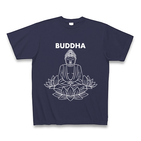 BUDDHA-仏像-白ロゴTシャツ｜Tシャツ Pure Color Print｜メトロブルー