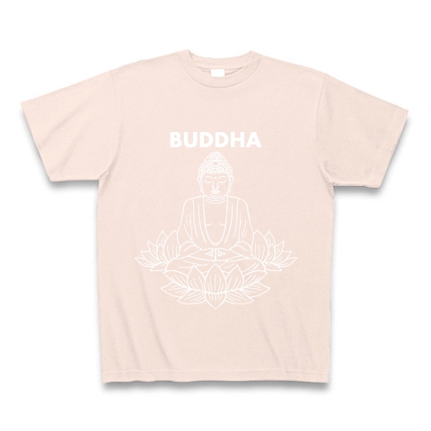 BUDDHA-仏像-白ロゴTシャツ｜Tシャツ Pure Color Print｜ライトピンク