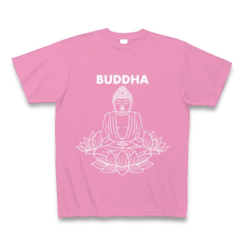 BUDDHA-仏像-白ロゴTシャツ｜Tシャツ Pure Color Print｜ピンク