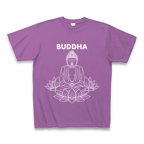 BUDDHA-仏像-白ロゴTシャツ｜Tシャツ Pure Color Print｜ラベンダー