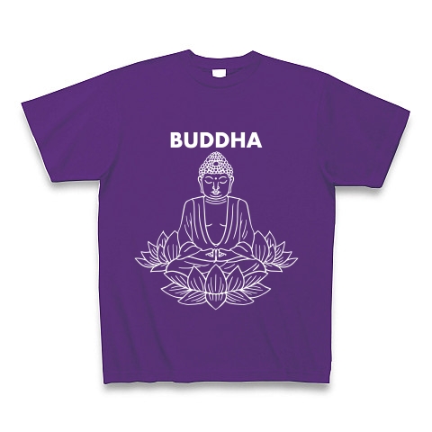 BUDDHA-仏像-白ロゴTシャツ｜Tシャツ Pure Color Print｜パープル