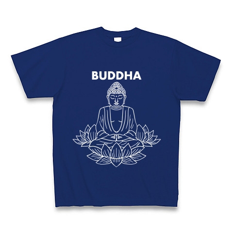 BUDDHA-仏像-白ロゴTシャツ｜Tシャツ Pure Color Print｜ロイヤルブルー