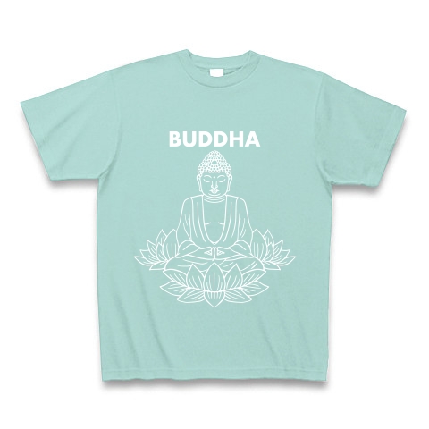 BUDDHA-仏像-白ロゴTシャツ｜Tシャツ Pure Color Print｜アクア