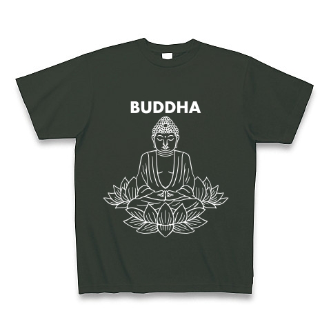BUDDHA-仏像-白ロゴTシャツ｜Tシャツ Pure Color Print｜フォレスト