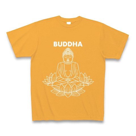 BUDDHA-仏像-白ロゴTシャツ｜Tシャツ Pure Color Print｜コーラルオレンジ