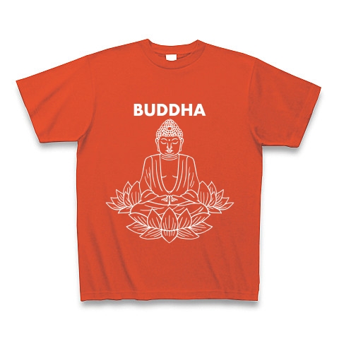BUDDHA-仏像-白ロゴTシャツ｜Tシャツ Pure Color Print｜イタリアンレッド