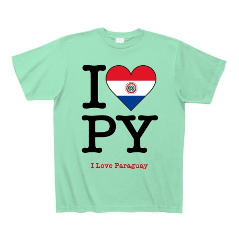 商品詳細 パラグアイの国旗をハート型にデザインしたアイラブパラグアイ パラグアイを愛してる Tシャツ Pure Color Print ミントグリーン デザインtシャツ通販clubt