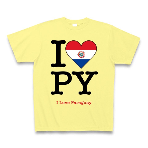 商品詳細 パラグアイの国旗をハート型にデザインしたアイラブパラグアイ パラグアイを愛してる Tシャツ Pure Color Print ライトイエロー デザインtシャツ通販clubt