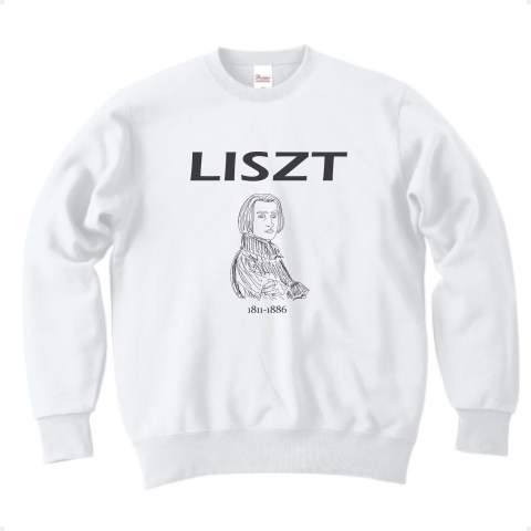 商品詳細 フランツ リスト Franz Liszt かわいいスケッチ Tシャツデザイン Zipangu49er クラシックの音楽肖像画の巨匠シリーズ ラ カンパネッラ パガニーニ トレーナー ホワイト デザインtシャツ通販clubt