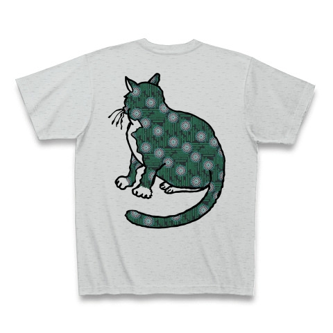 商品詳細 和柄猫 後姿 背面固定 Tシャツ グレー デザインtシャツ通販clubt