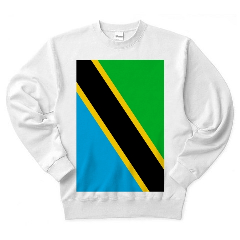 商品詳細 タンザニア国旗 Tanzania 縦ロゴ トレーナー ホワイト デザインtシャツ通販clubt