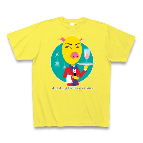 商品詳細 黄色いブタのギャルソンキャラクター Tシャツ Pure Color Print イエロー デザインtシャツ通販clubt