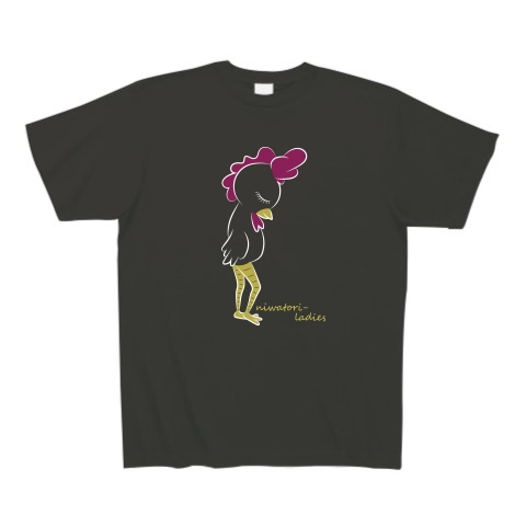 にわとりレディース・ダーク食｜Tシャツ Pure Color Print｜スモークブラック