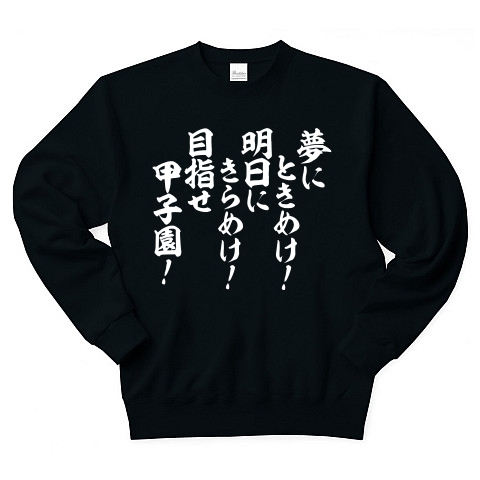 商品詳細 夢にときめけ 明日にきらめけ 目指せ甲子園 トレーナー Pure Color Print ブラック デザインtシャツ通販clubt