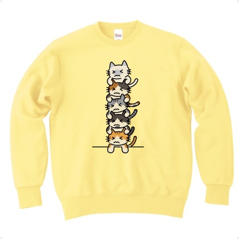 猫猫猫猫猫｜トレーナー Pure Color Print｜ライトイエロー