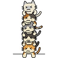 猫猫猫猫猫｜ラグランTシャツ｜ホワイト×レッド