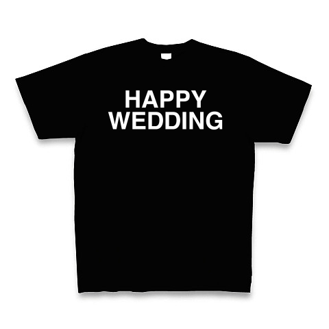 商品詳細 Happy Wedding ハッピーウェディング 白ロゴ Tシャツ Pure Color Print ブラック デザイン Tシャツ通販clubt