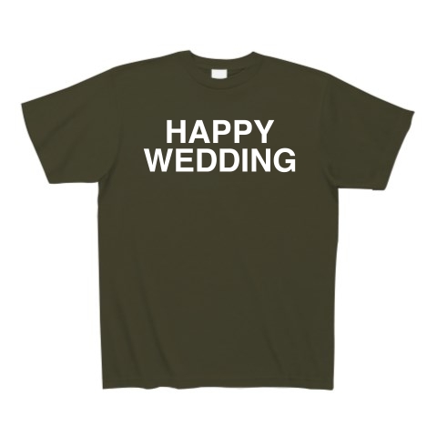 商品詳細 Happy Wedding ハッピーウェディング 白ロゴ Tシャツ Pure Color Print アーミーグリーン デザインtシャツ通販clubt