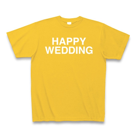 商品詳細 Happy Wedding ハッピーウェディング 白ロゴ Tシャツ Pure Color Print ゴールドイエロー デザインtシャツ通販clubt