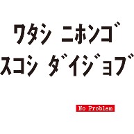 私日本語少し大丈夫(No Problem)｜ラグランTシャツ｜ホワイト×ロイヤルブルー