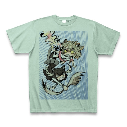 商品詳細 ライオンvsヘラジカ けものフレンズ Tシャツ アイスグリーン デザインtシャツ通販clubt