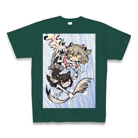 商品詳細 ライオンvsヘラジカ けものフレンズ Tシャツ Pure Color Print ディープグリーン デザインtシャツ通販clubt