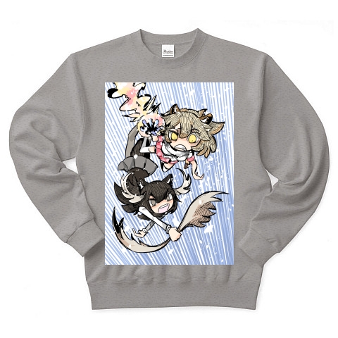 商品詳細 ライオンvsヘラジカ けものフレンズ トレーナー Pure Color Print グレー デザインtシャツ通販clubt