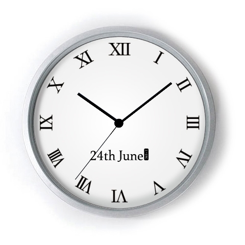 商品詳細 日付 記念日 6月24日 掛時計 ローマ数字 デザインt