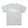 Girl sings Boy's Rock ロゴ(白) Tシャツ Pure Color Print(グレー)