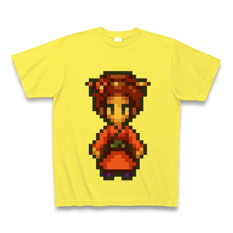 商品詳細 ドット絵ファッション 着物の女の子 Tシャツ イエロー デザインtシャツ通販clubt