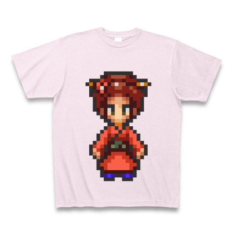 商品詳細 ドット絵ファッション 着物の女の子 Tシャツ Pure Color Print ピーチ デザインtシャツ通販clubt