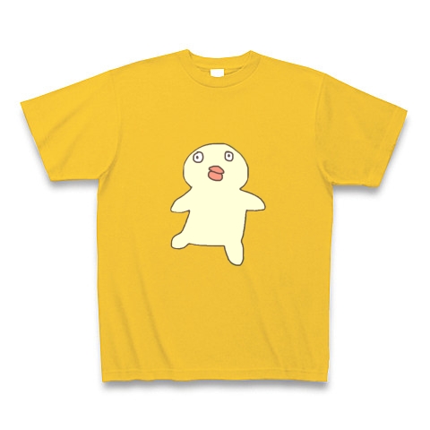 商品詳細 かわいい キャラクター たらこ唇 モンスター エイリアン 宇宙人 キーマカレー Tシャツ Pure Color Print ゴールドイエロー デザインtシャツ通販clubt