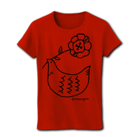 商品詳細 北欧風の鳥のイラスト レディースtシャツ レッド デザインtシャツ通販clubt