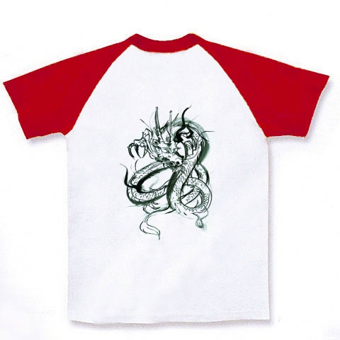 商品詳細 墨絵風 龍 ドラゴン ラグランtシャツ ホワイト レッド デザインtシャツ通販clubt