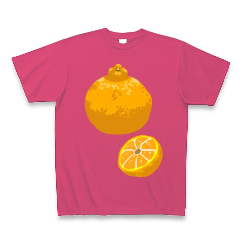 商品詳細 デコポン みかんイラストグッズ 果物 お野菜シリーズ Tシャツ Pure Color Print ホットピンク デザインtシャツ通販clubt