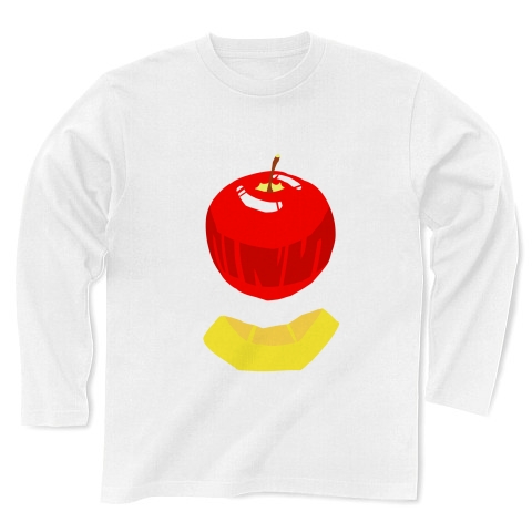 商品詳細 リンゴ アップルイラストグッズ 果物 お野菜シリーズ 長袖tシャツ ホワイト デザインtシャツ通販clubt