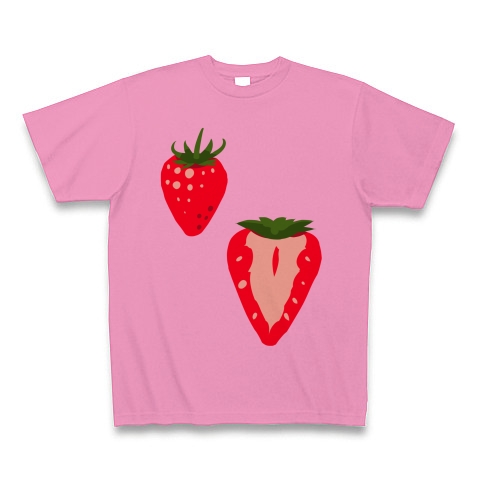 商品詳細 いちご ストロベリー２イラストグッズ 果物 お野菜シリーズ Tシャツ ピンク デザインtシャツ通販clubt