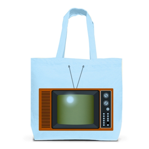 商品詳細 レトロな昭和の可愛いテレビのイラスト トートバッグl ライトブルー デザインtシャツ通販clubt