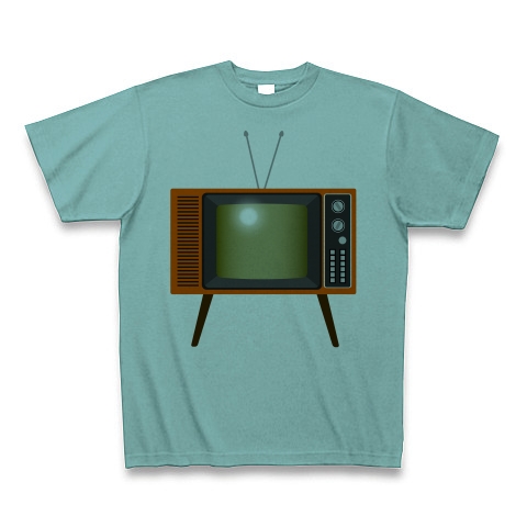 商品詳細 レトロな昭和の可愛いテレビのイラスト 脚付き Tシャツ ミント デザインtシャツ通販clubt