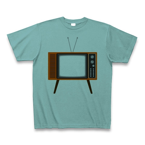 商品詳細 レトロな昭和の可愛いテレビのイラスト 画面オン 脚付き Tシャツ ミント デザインtシャツ通販clubt