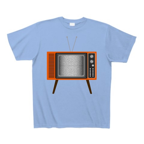 商品詳細 レトロでリアルな可愛いテレビのイラスト 砂嵐ノイズの画面 脚付き Tシャツ Pure Color Print サックス デザインtシャツ通販clubt