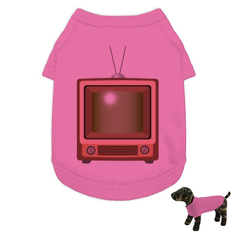 商品詳細 レトロな昭和の可愛い茶色のテレビのイラスト ドッグウェア ピンク デザインtシャツ通販clubt
