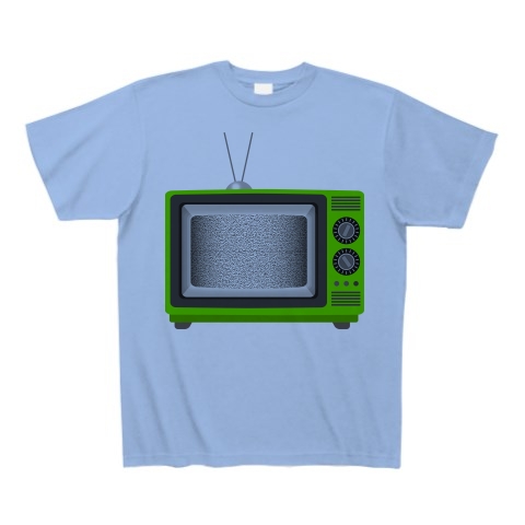 商品詳細 レトロでリアルな可愛い緑色のテレビのイラスト 砂嵐ノイズの画面 Tシャツ サックス デザインtシャツ通販clubt