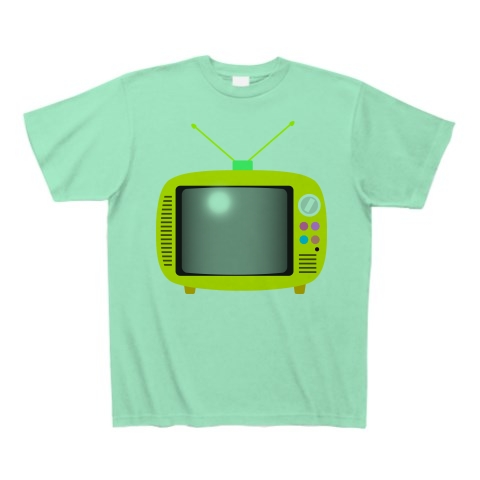 商品詳細 レトロで可愛いポータブルテレビのイラスト 画面オフ Tシャツ ミントグリーン デザインtシャツ通販clubt