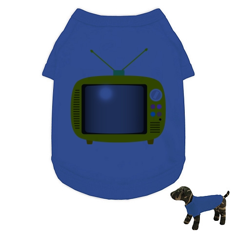 商品詳細 レトロで可愛いポータブルテレビのイラスト 画面オフ ドッグウェア ロイヤルブルー デザインtシャツ通販clubt