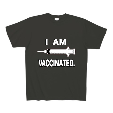 商品詳細 ワクチン接種済みのイラスト Covid 19 Vaccine Mrna 英語文字付き Tシャツ Pure Color Print スモーク ブラック デザインtシャツ通販clubt