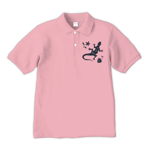 自然体験モンパの木オリジナルデザイン(ヤモリ) ｜ポロシャツ Pure Color Print｜コーラルピンク