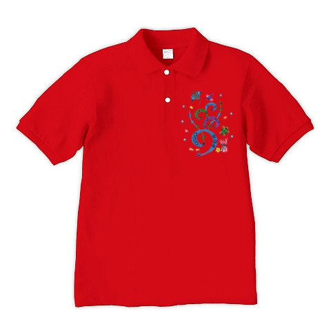 紅型柄・美ら海｜ポロシャツ Pure Color Print｜レッド